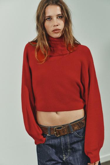 KNIT JUMPER WITH WIDE SLEEVES - Red by Zara - Image 4