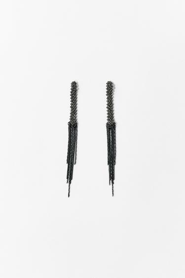 Zara DUGE SJAJNE NAUŠNICE – antracit siva