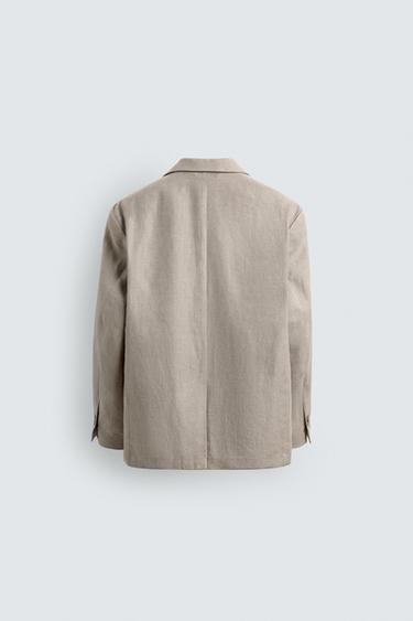 BLAZER RELAXED FIT COSTUME COTON-LIN - Sable de Zara - Image 7