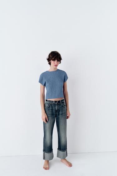 CROP TOP TEXTURÉ - Bleu / Gris de Zara - Image 0