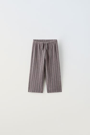 БРЮКИ В ПОЛОСКУ С БАХРОМОЙ — Бледно-фиолетовый от Zara — изображение 0