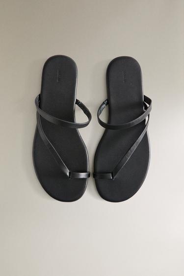 FLAT LEATHER SANDALS - Black by Zara - Image 2