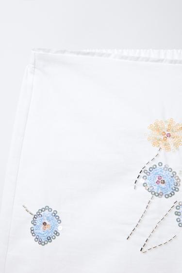 BERMUDA FANTAISIE FLEURS - Blanc de Zara - Image 2