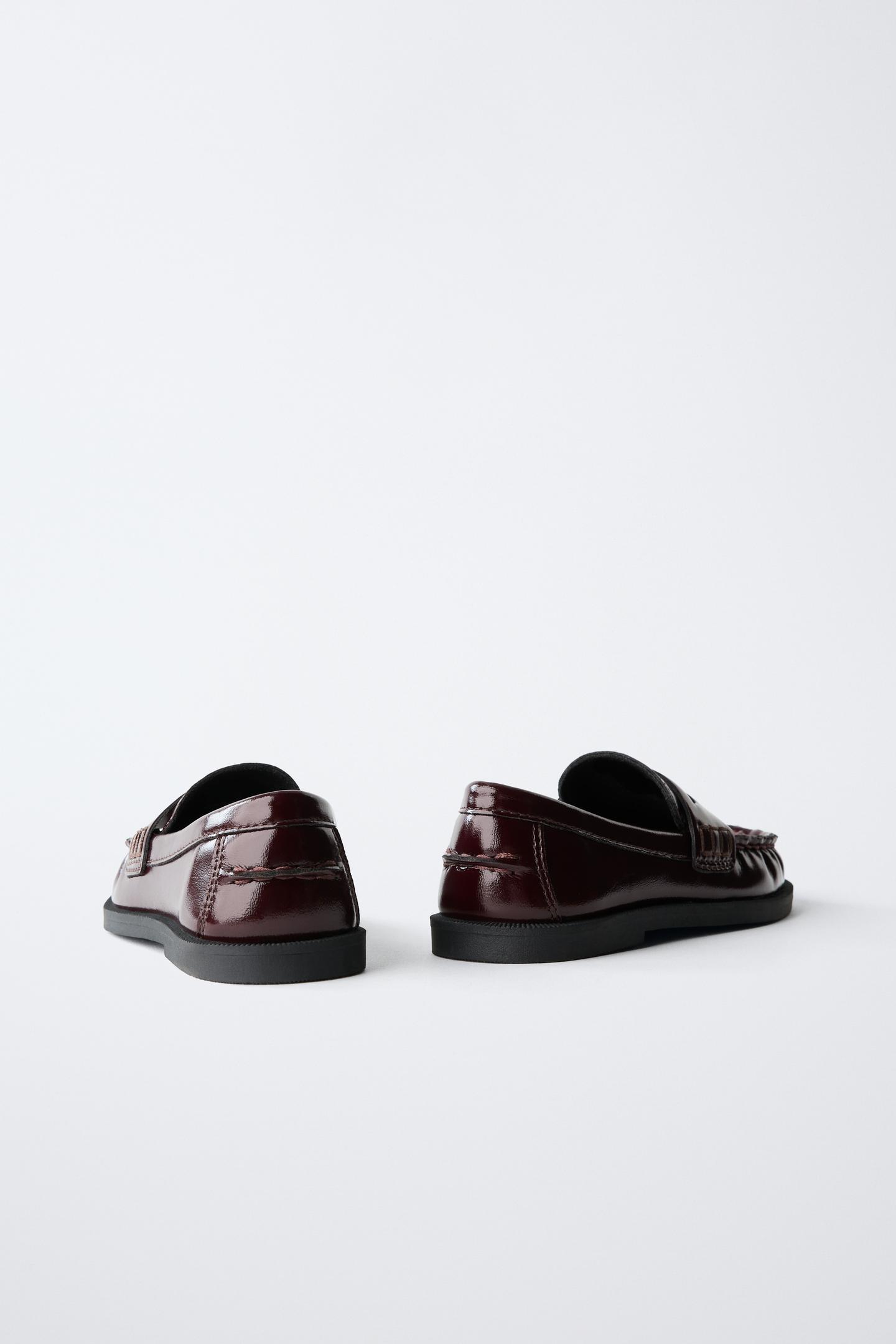 Детские туфли Zara Classic Penny, цвет: Бордовый красный — фото 5