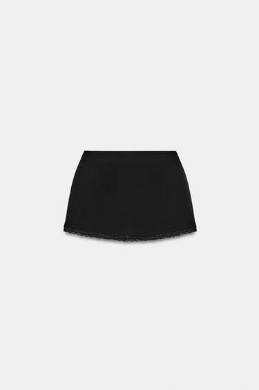 MINI JUPE STRETCH DENTELLE - Noir de Zara - Image 4