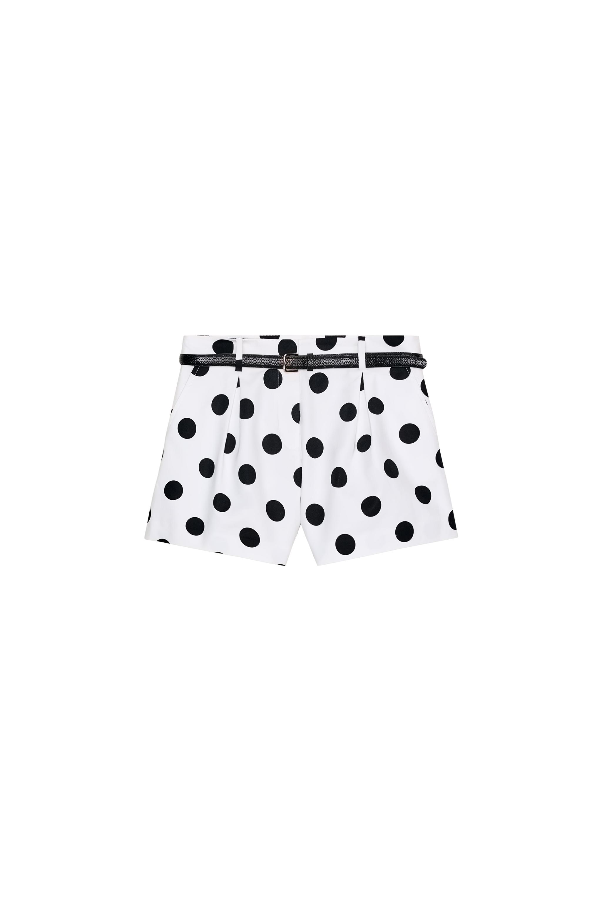 ベルト付きダーツバミューダパンツ - ホワイト/ブラック | ZARA Japan