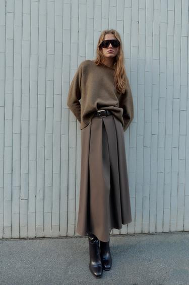 SWEATER DE MALHA DE TATO SUAVE - castanho-vison da Zara