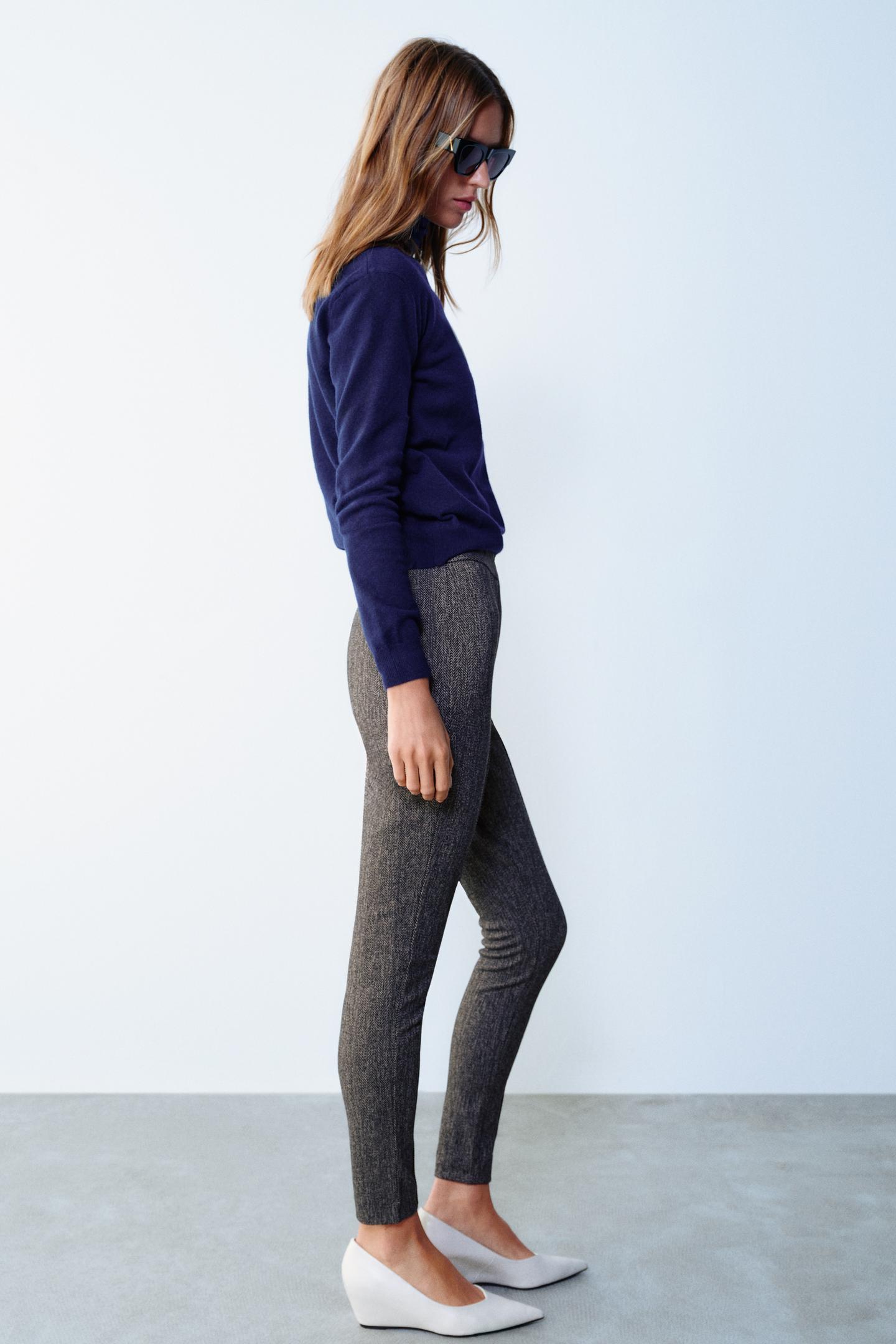 Женские леггинсы Zara Herringbone, цвет: Серый меланжевый — фото 5