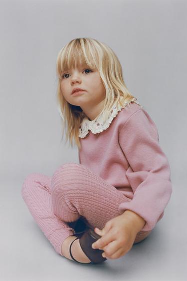 PULL EN MAILLE À COL CLAUDINE ET FLEURS - Rose moyen de Zara - Image 4
