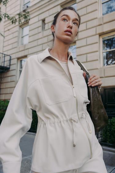 ADJUSTABLE WAIST JACKET WITH POCKETS - Ecru by Zara
