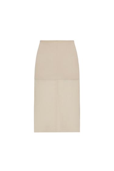 CONTRAST KNIT PENCIL SKIRT - Ecru by Zara