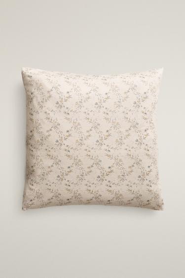 FLORAL PRINT SATEEN DUVET COVER (300 THREAD COUNT) — Beige 2