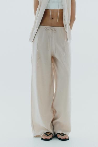 Zara FLOWY PALAZZO PANTS - Ice
