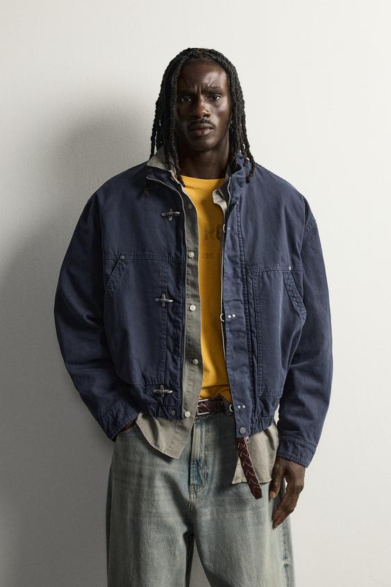 BLOUSON RELAXED FIT À BRANDEBOURGS MÉTALLIQUES - Bleu marine de Zara - Image 1