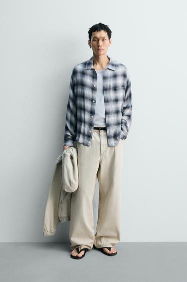 FLOWING CHECK SHIRT - Grey / Blue by Zara - Image 0