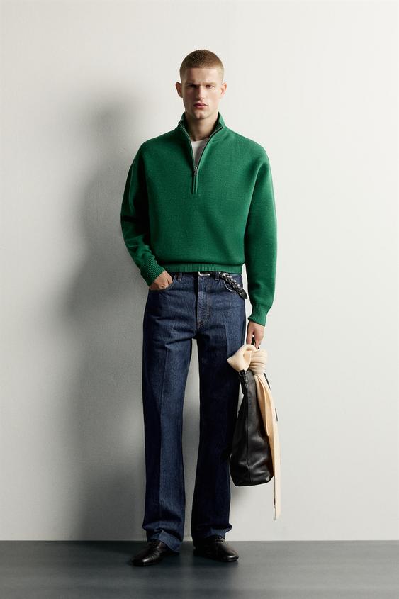 SUÉTER CUELLO ZIPPER SOFT - Verde de Zara - Imagen 0