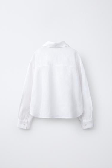 PLAIN LINEN BLEND SHIRT - Oyster-white by Zara - Image 1