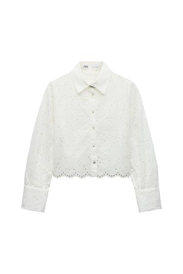 CAMISA CROP BORDADOS PERFORADOS