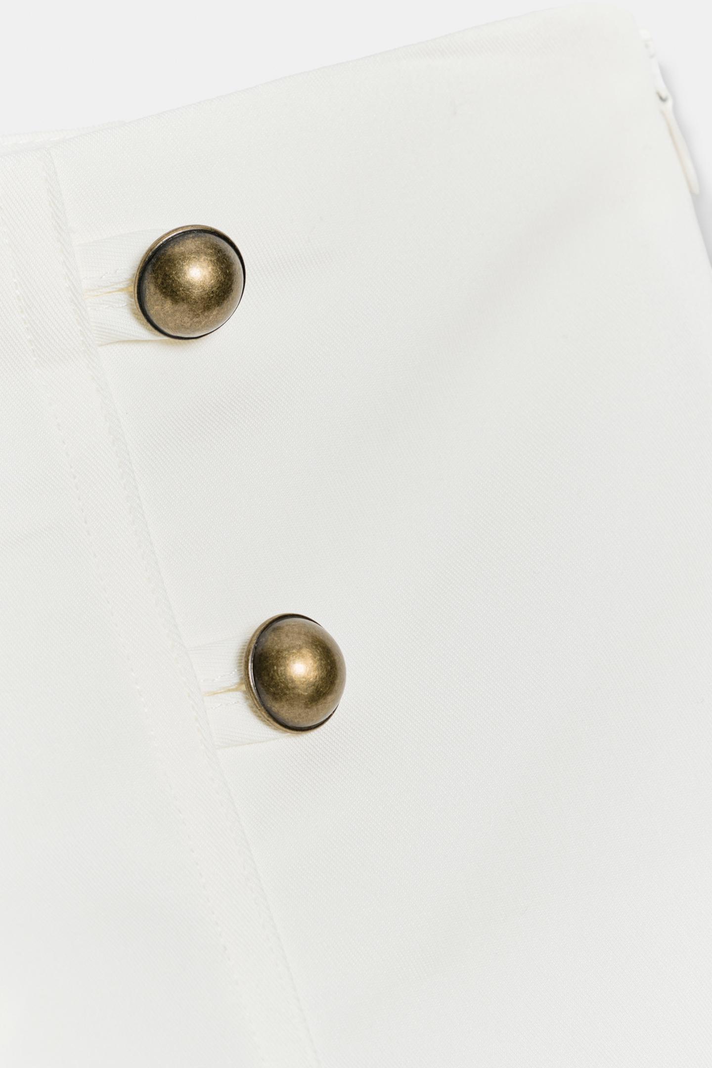 Женские шорты Zara Button Mini, цвет: Устричный белый — фото 7