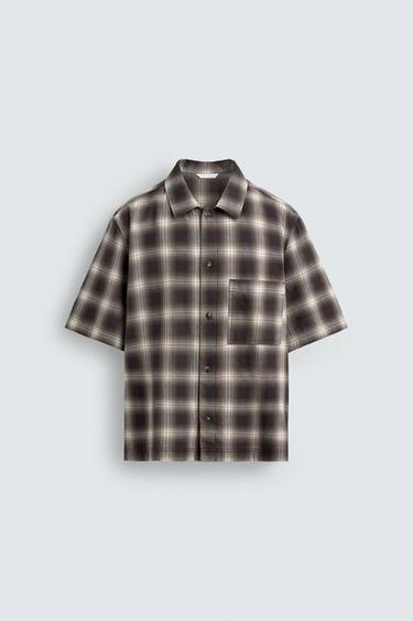 SURCHEMISE À CARREAUX - Kaki de Zara - Image 6