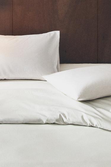 DRY FEEL COTTON PERCALE DUVET COVER (500 THREAD COUNT) - White by Zara