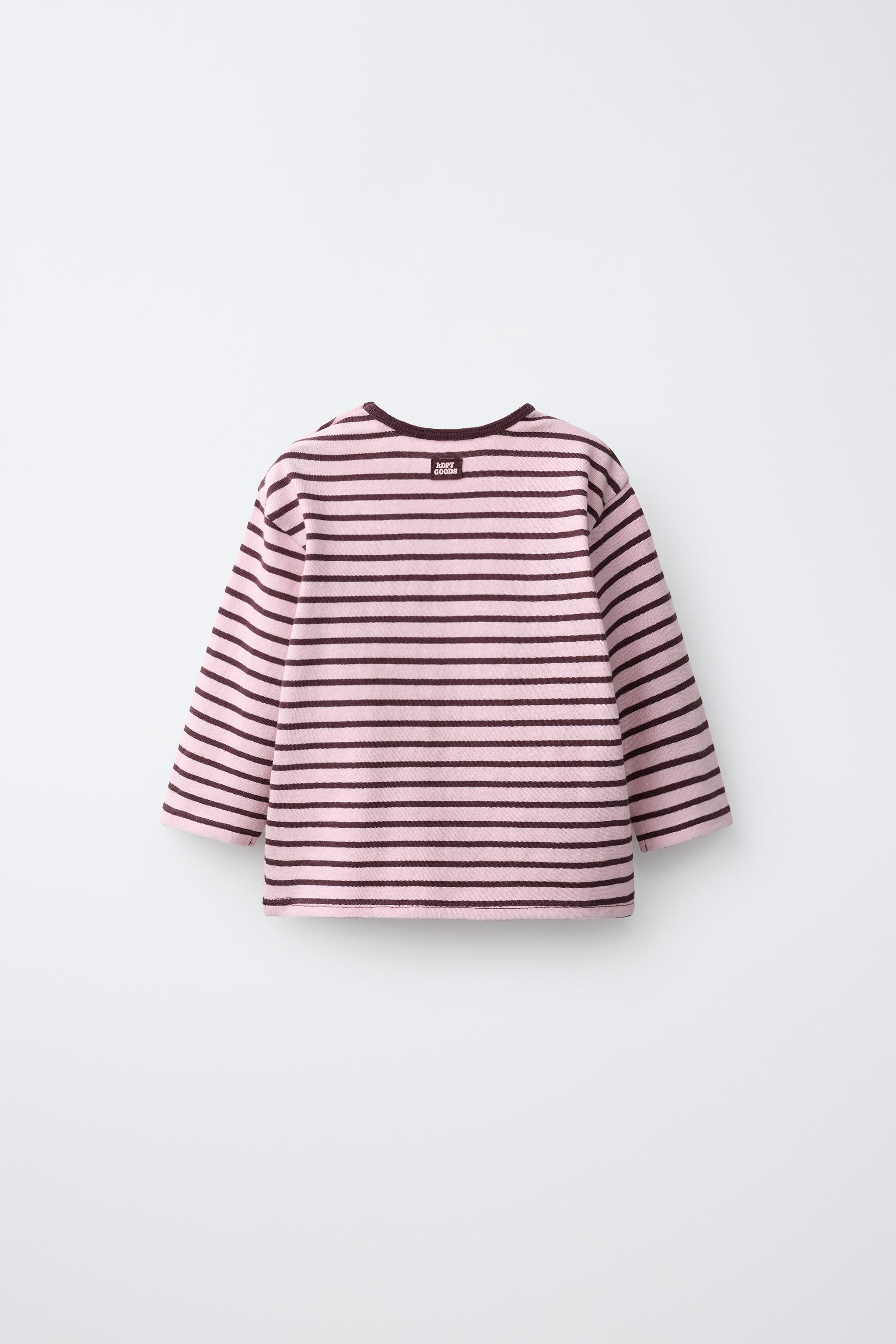STRIPED LABEL T-SHIRT — Pink