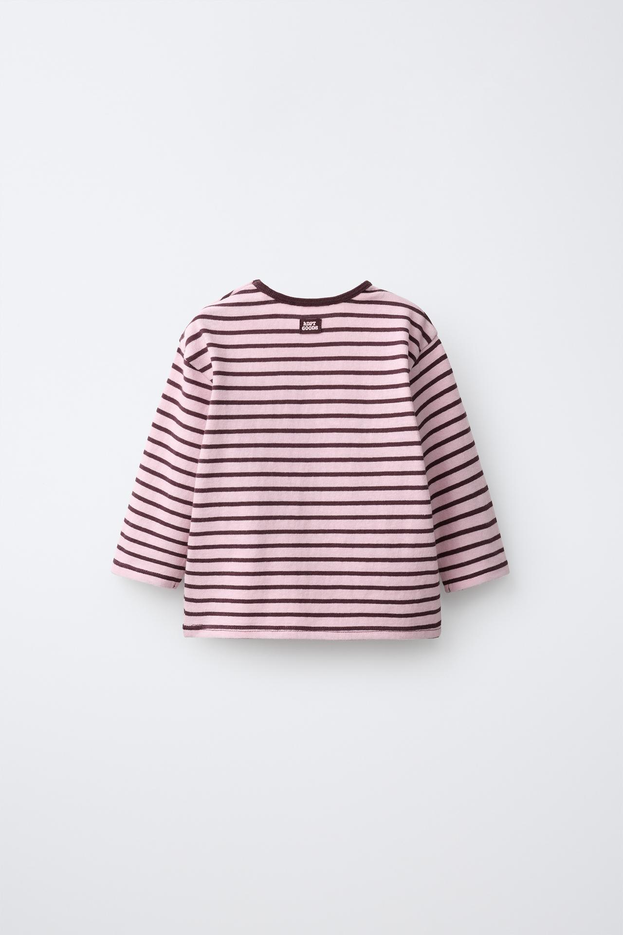 STRIPED LABEL T-SHIRT — Pink