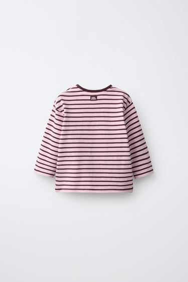 STRIPED LABEL T-SHIRT — Pink 2