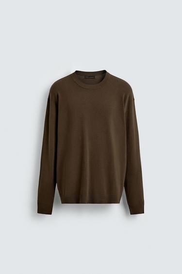 BASIC REGULAR FIT SWEATER - Chocolate by Zara