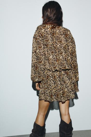 ANIMAL PRINT DRESS WITH RUFFLES - Leopard  by Zara - Image 4