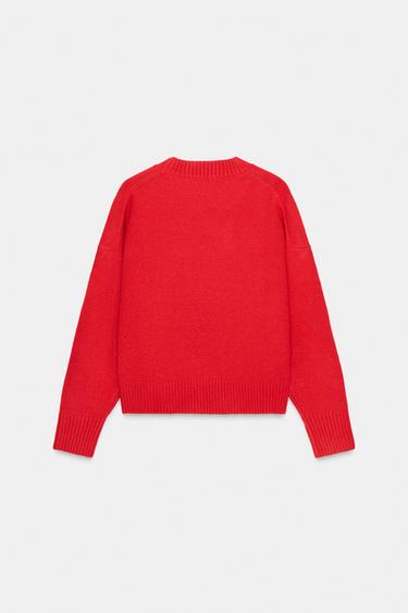 PULL DOUX EN MAILLE UNIE - Rouge soutenu de Zara - Image 6