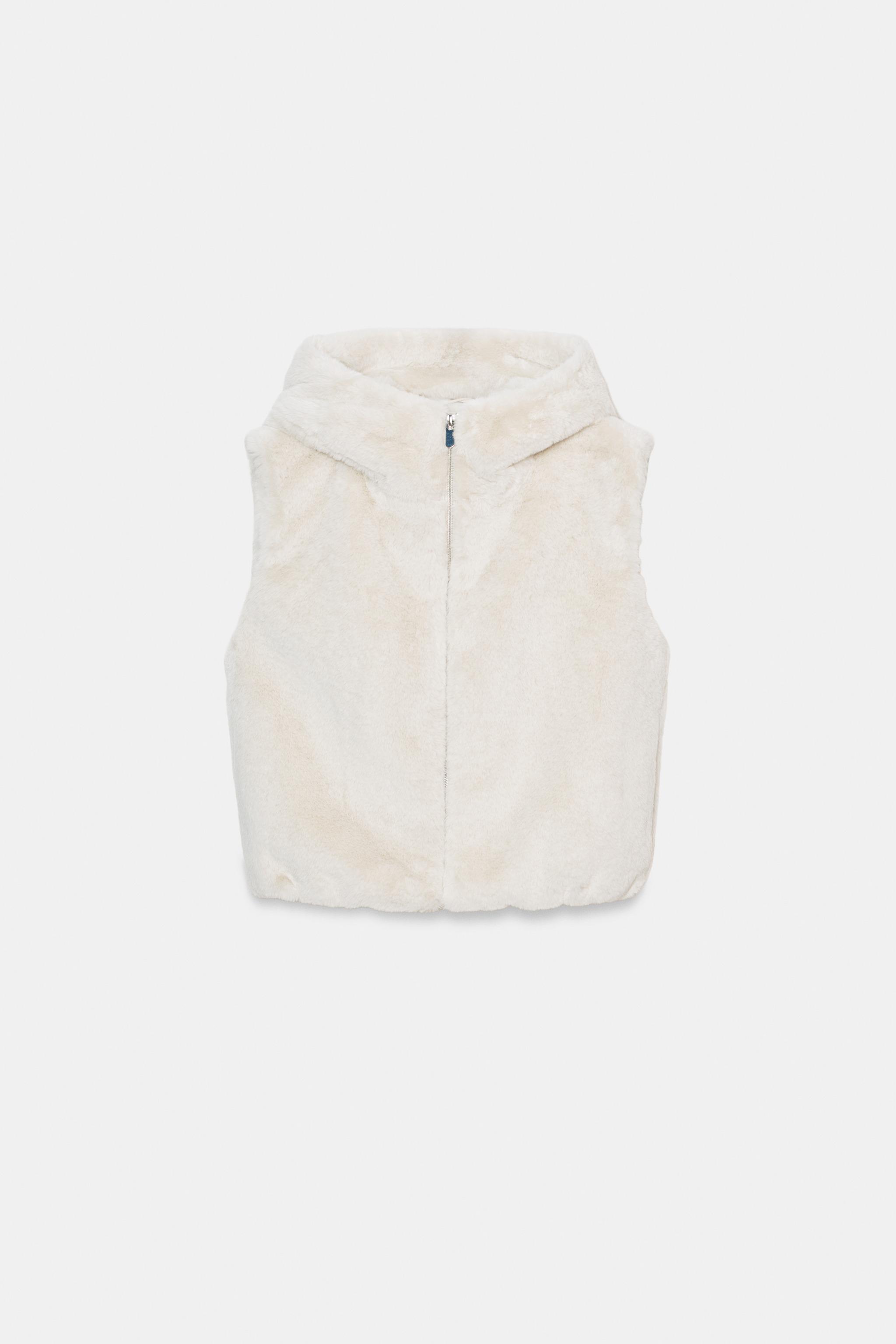 フェイクファー フードベスト - エクリュ | ZARA Japan / 日本