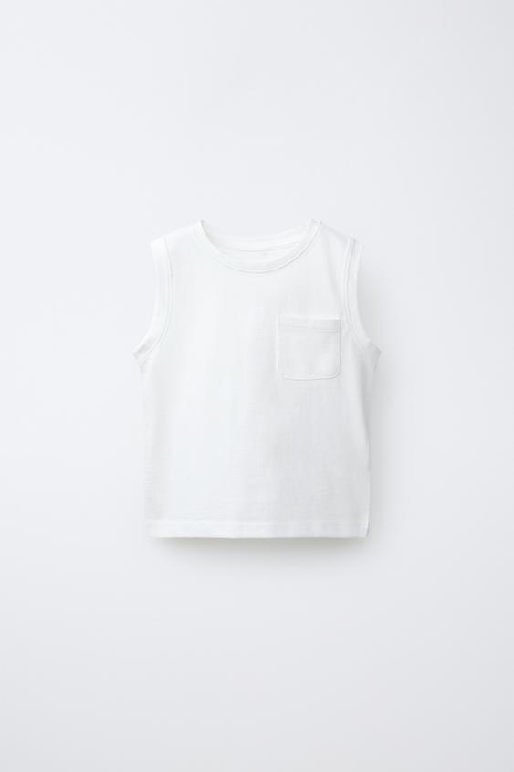 PLAIN T-SHIRT WITH POCKET - White by Zara - Image 0