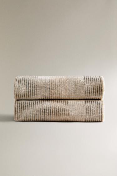 STRIPED HEMP THROW - Light beige by Zara - Image 1