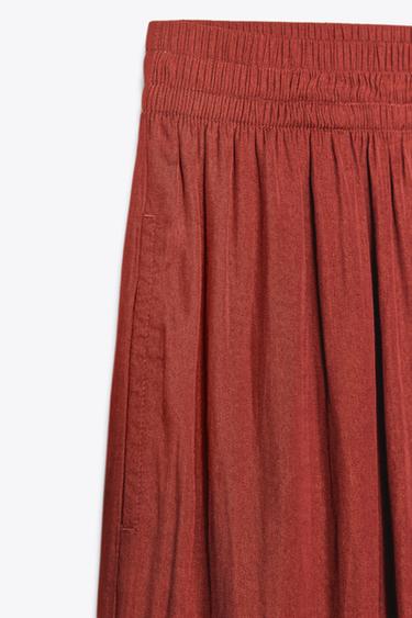 WIDE FLOWING TROUSERS - Terracotta by Zara - Image 8