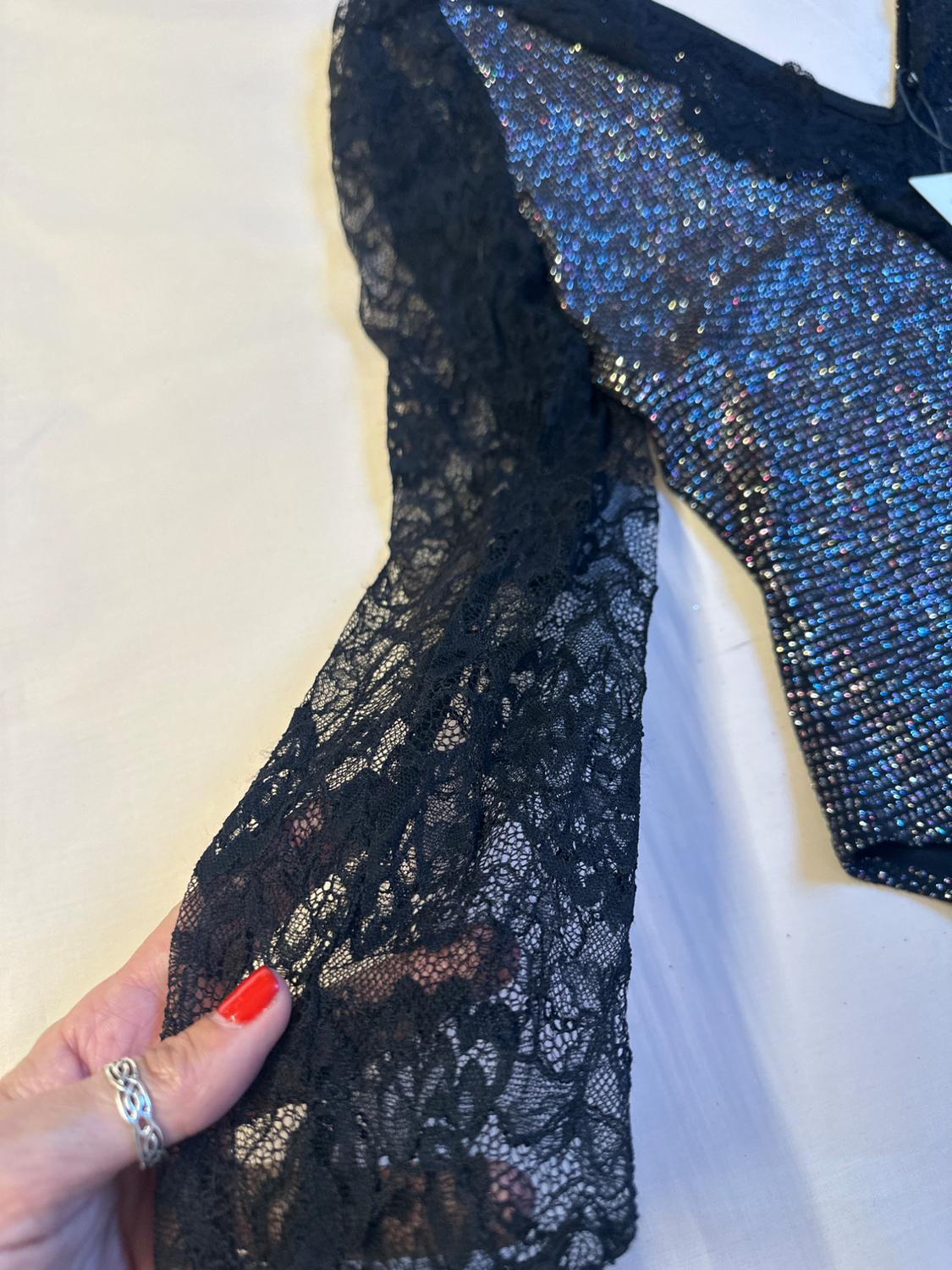 LACE-TRIMMED RHINESTONE BODYSUIT - Image 5