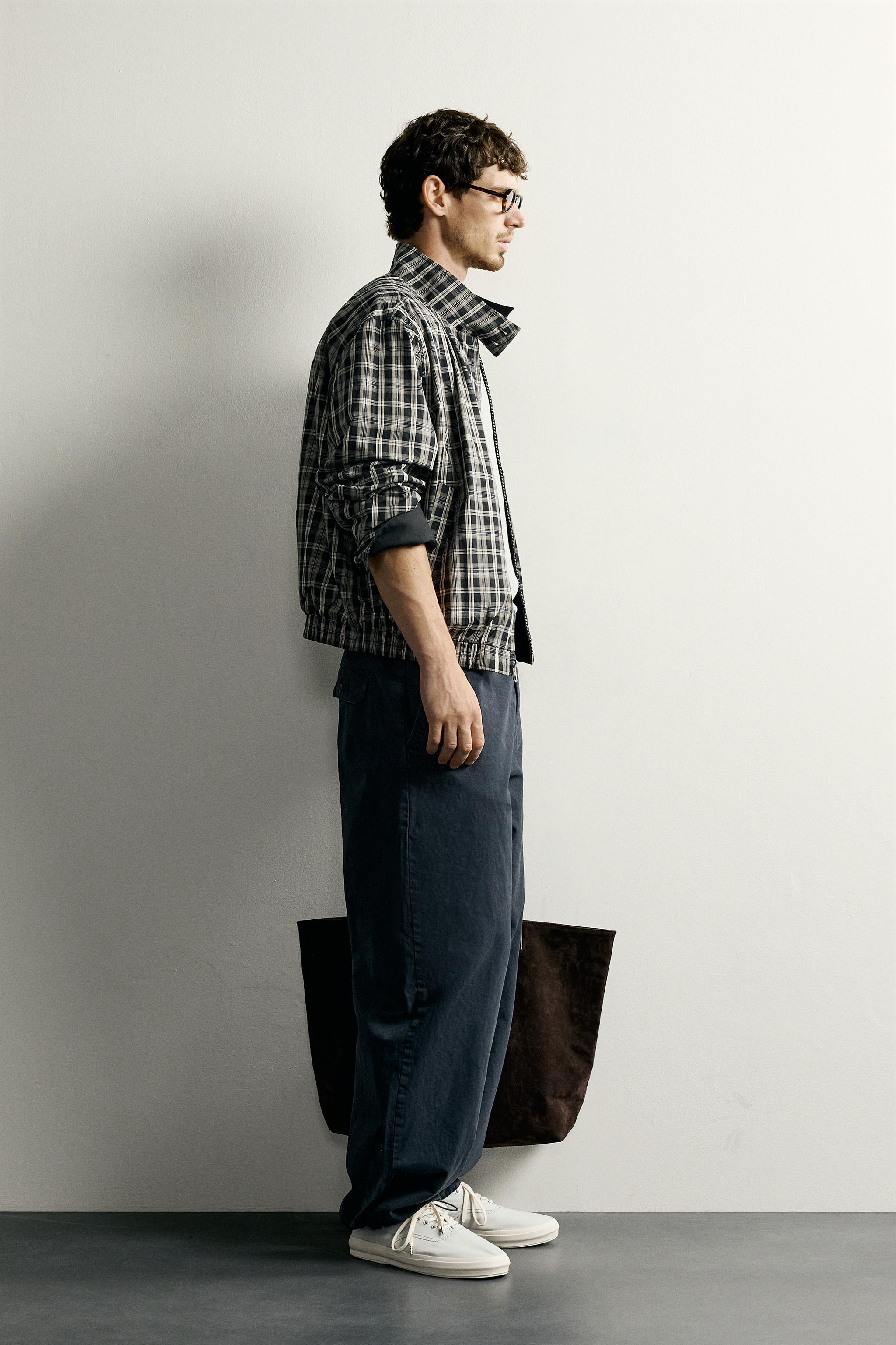 RELAXED FIT PARACHUTE PANTS — Blue gray
