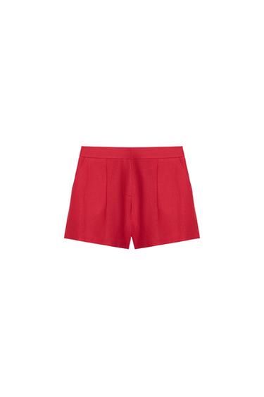 LINEN BLEND BERMUDA SHORTS WITH DARTS