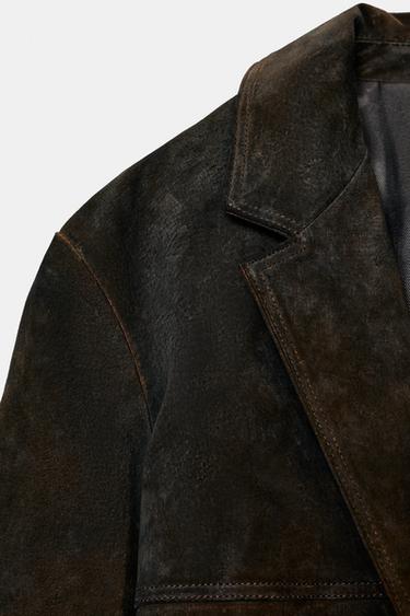 100% SUEDE LEATHER BLAZER WITH POCKETS - Rust by Zara - Image 6