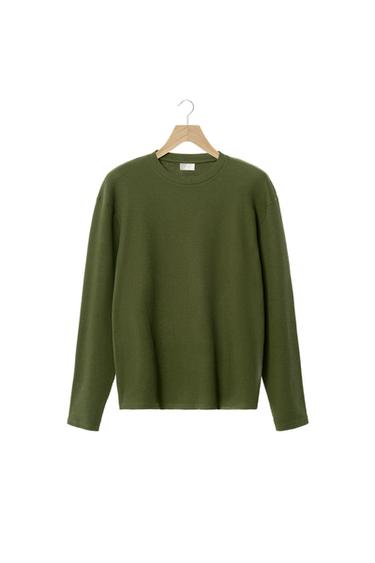 WAFFLE-KNIT TEXTURED T-SHIRT - Khaki by Zara