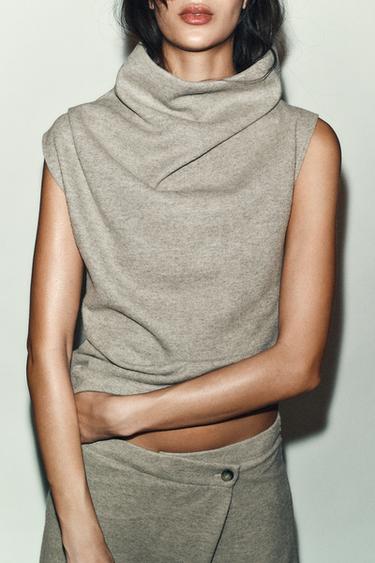 TOP SANS MANCHES - Gris de Zara - Image 4