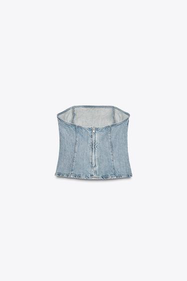 TRF DENIM BANDEAU TOP - Light blue by Zara - Image 5
