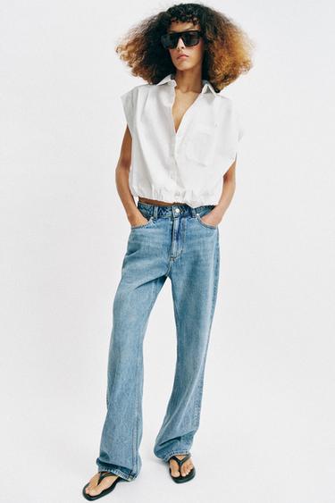 Zara 燈籠短版襯衫 - 白色