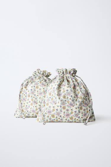 Zara PACK OF FLORAL BAGS - Pink