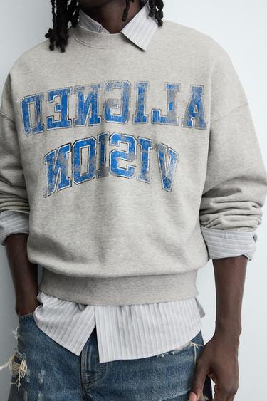 VARSITY PRINT SWEATSHIRT - Grey marl by Zara