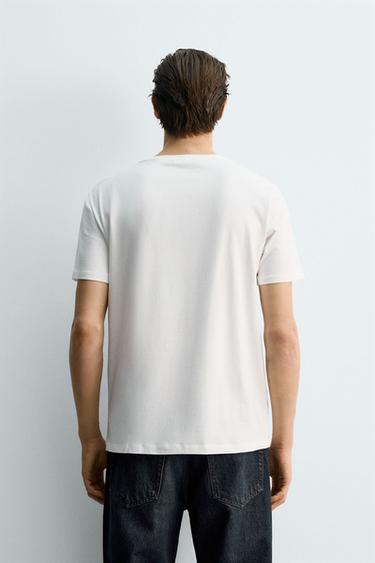 BASIC SLIM FIT T-SHIRT - White by Zara - Image 2