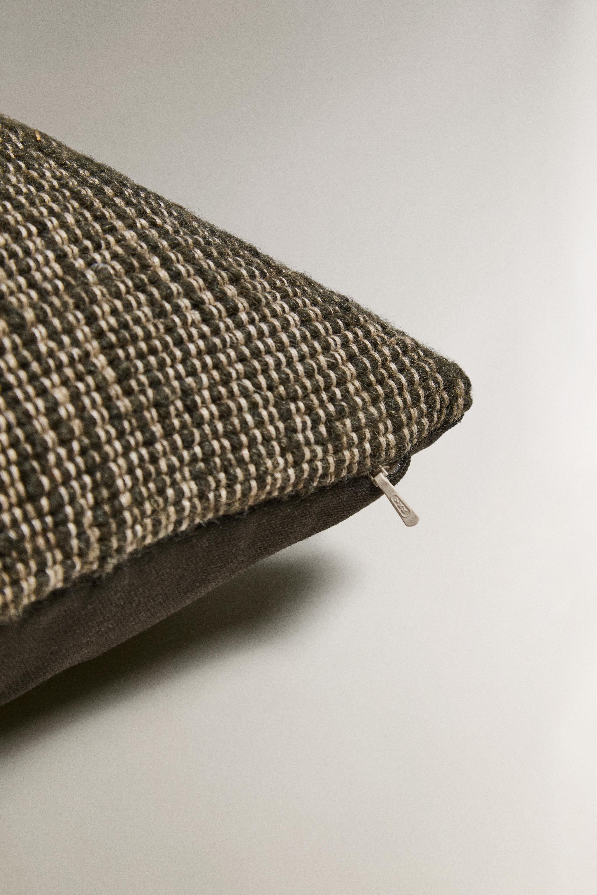 COTTON AND WOOL THROW PILLOW COVER