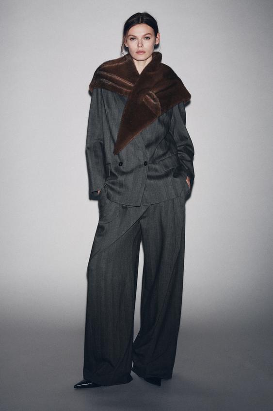 FAUX FUR TRIANGULAR SCARF from Zara - $45.90