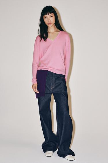 JERSEY 100% LANA EXTRASUAVE ESCOTE PICO - Rosa de Zara - Imagen 0