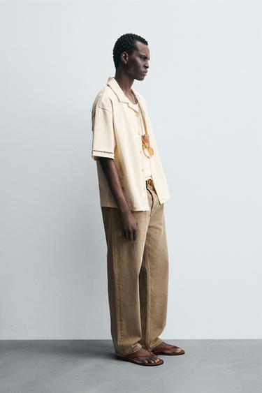 CHEMISE CONFORT À JOURS - Blanc cassé de Zara - Image 3